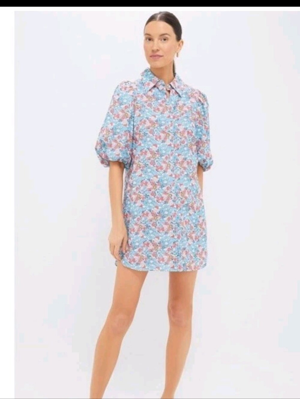 Tuckernuck Hyacinth House Blue & Coral Vines Cassidy Mini Shirt  Dress XS